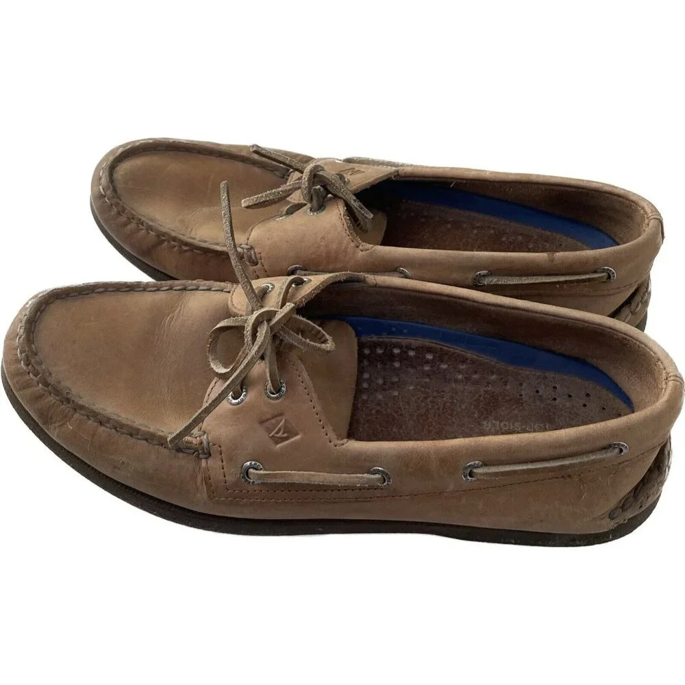 Sperry Top-Sider Men's 12 Light Brown / Tan Leather Slip-On Shoes